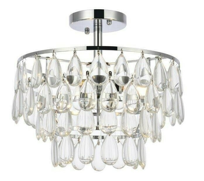 Living District Mila 3 Light Chrome Semi Flush Ceiling Fixture (1 of 11)
