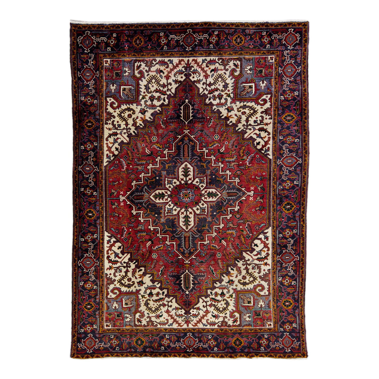 Vintage Handmade Heriz Red Medallion Wool Rug 6'6 x 9'4 (1 of 10)