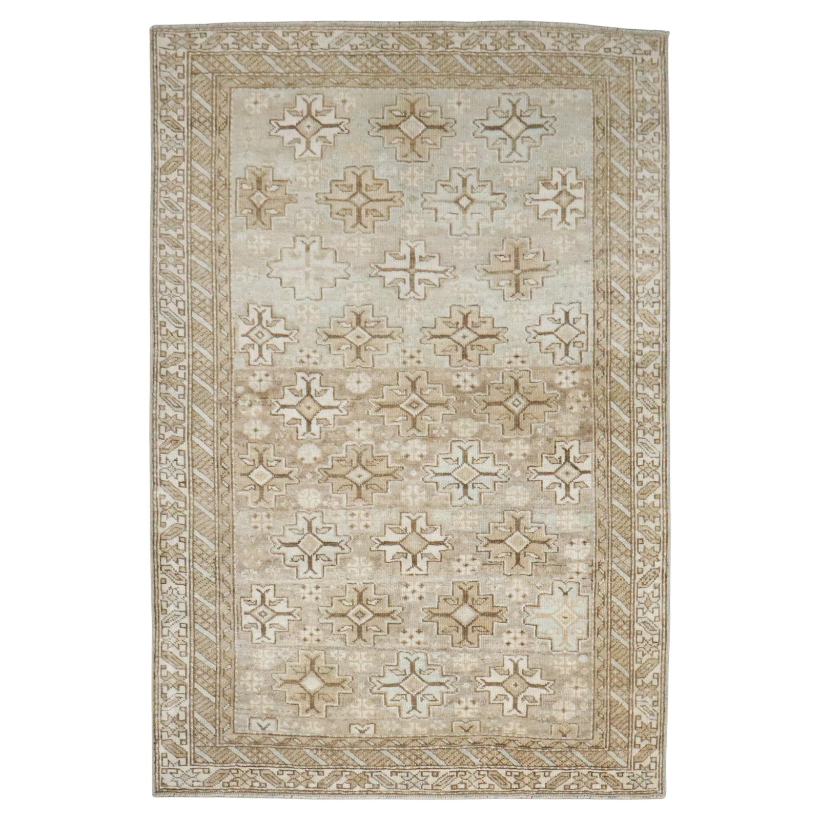 Tribal Hand-Knotted Soft Green Gray Caucasian Shirvan Rug 37 x 52 (1 of 7)