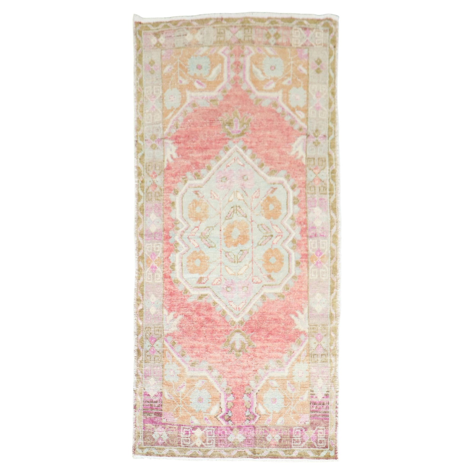 Hand Knotted Wool Anatolian Scatter Medallion Rug 2'10 x 5'10: Hand Knotted Wool Anatolian Scatter Medallion Rug 2'10 x 5'10 This vintage Anatolian Turkish rug features a colorful medallion design and is hand-knotted from wool. Originating from Asia and crafted i