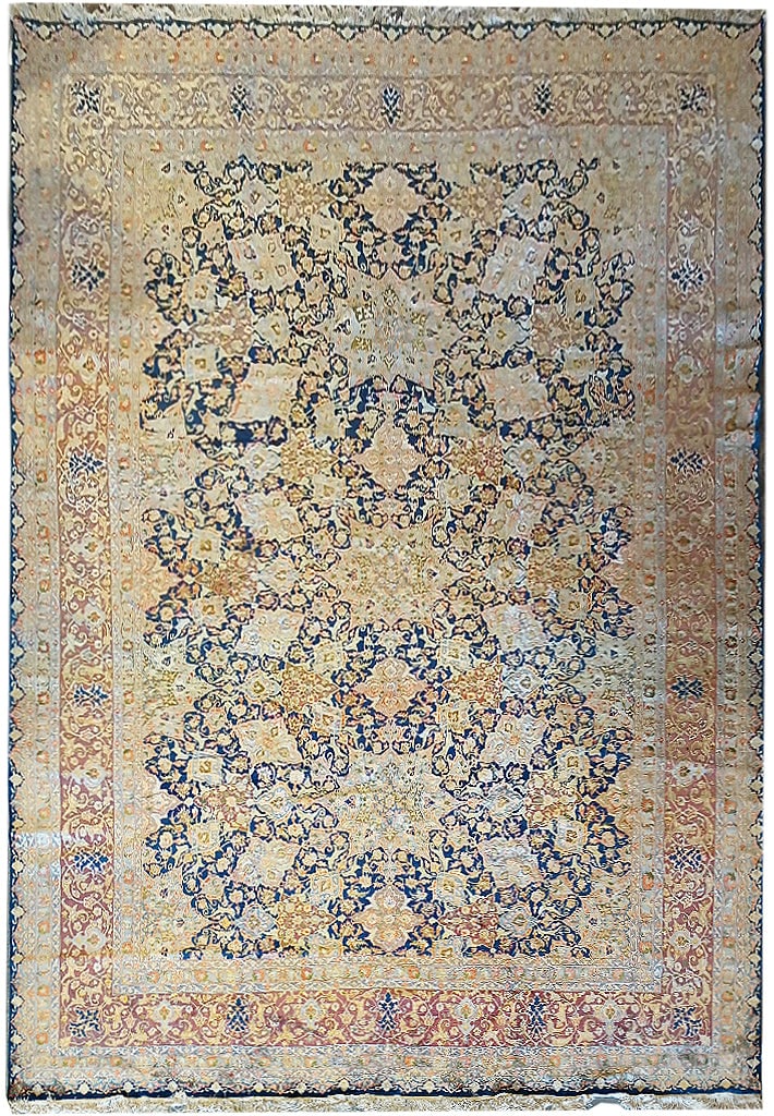 Luxury 12' x 16' Hand-Knotted Tabriz Rug Wool Silk 400 KPSI: Luxury 12' x 16' Hand-Knotted Tabriz Rug Wool Silk 400 KPSI Free continental US Shipping Indulge in luxury with this exquisite 12' x 16' High-Quality Tabriz Rug, meticulously handcrafted from a blend 