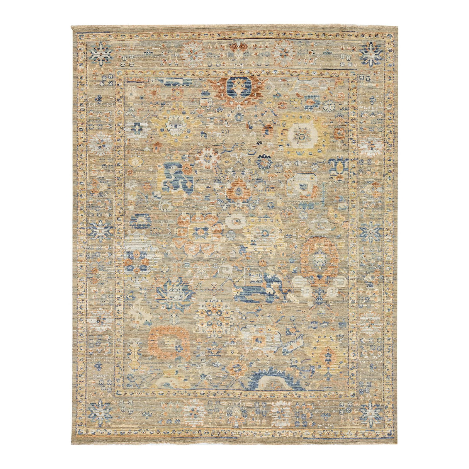 Beige Artisan Collection Handmade Floral Indian Wool Rug 8' x 10'1" (1 of 10)