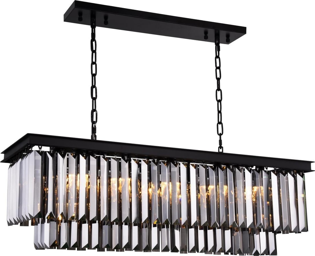 Elegant Lighting Sydney Pendant Light 8 Bulb Matte Black Crystal (1 of 1)