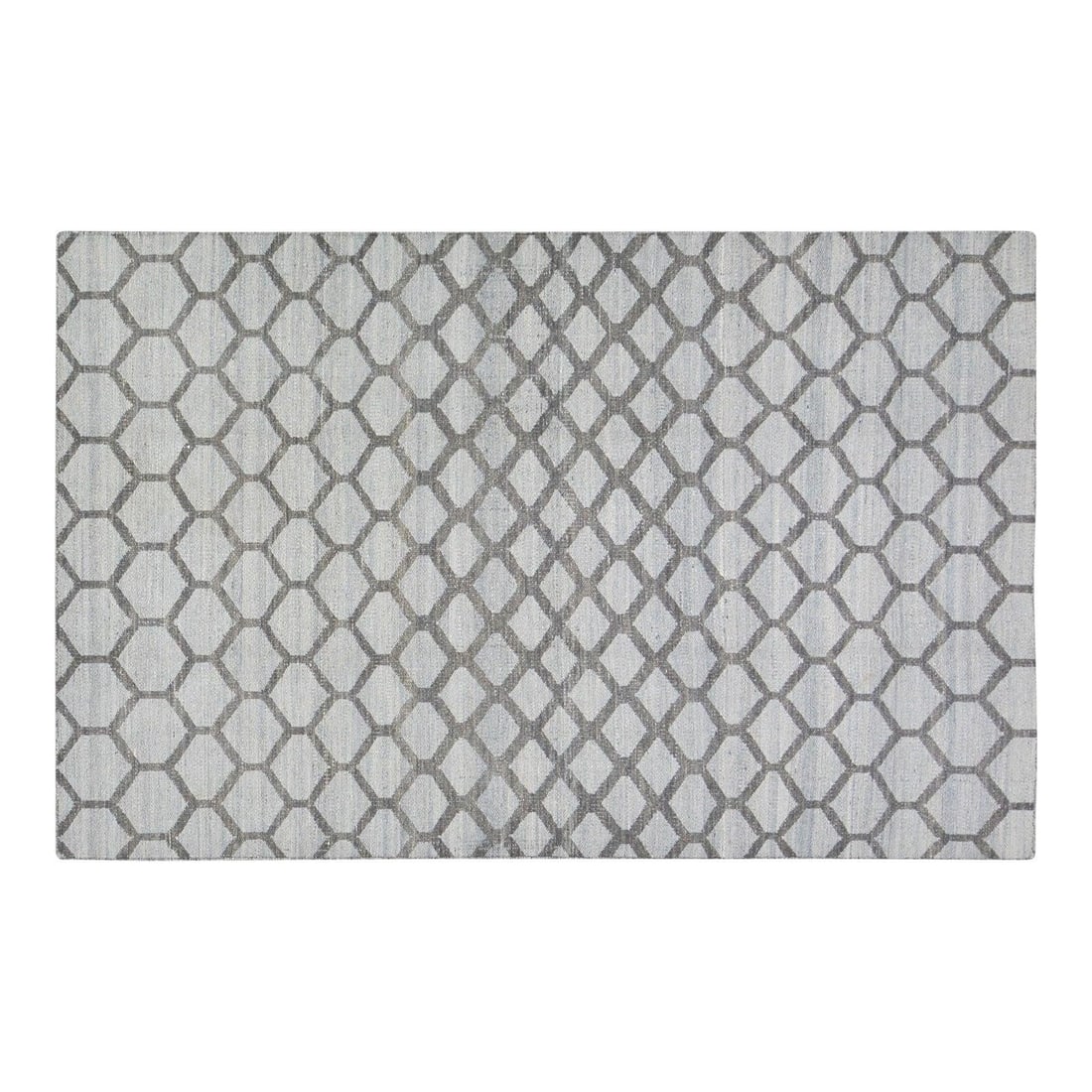 Hand-Knotted Hemp Area Rug Light Gray 5'1" x 8'1" Turkish Modern Design (1 of 6)