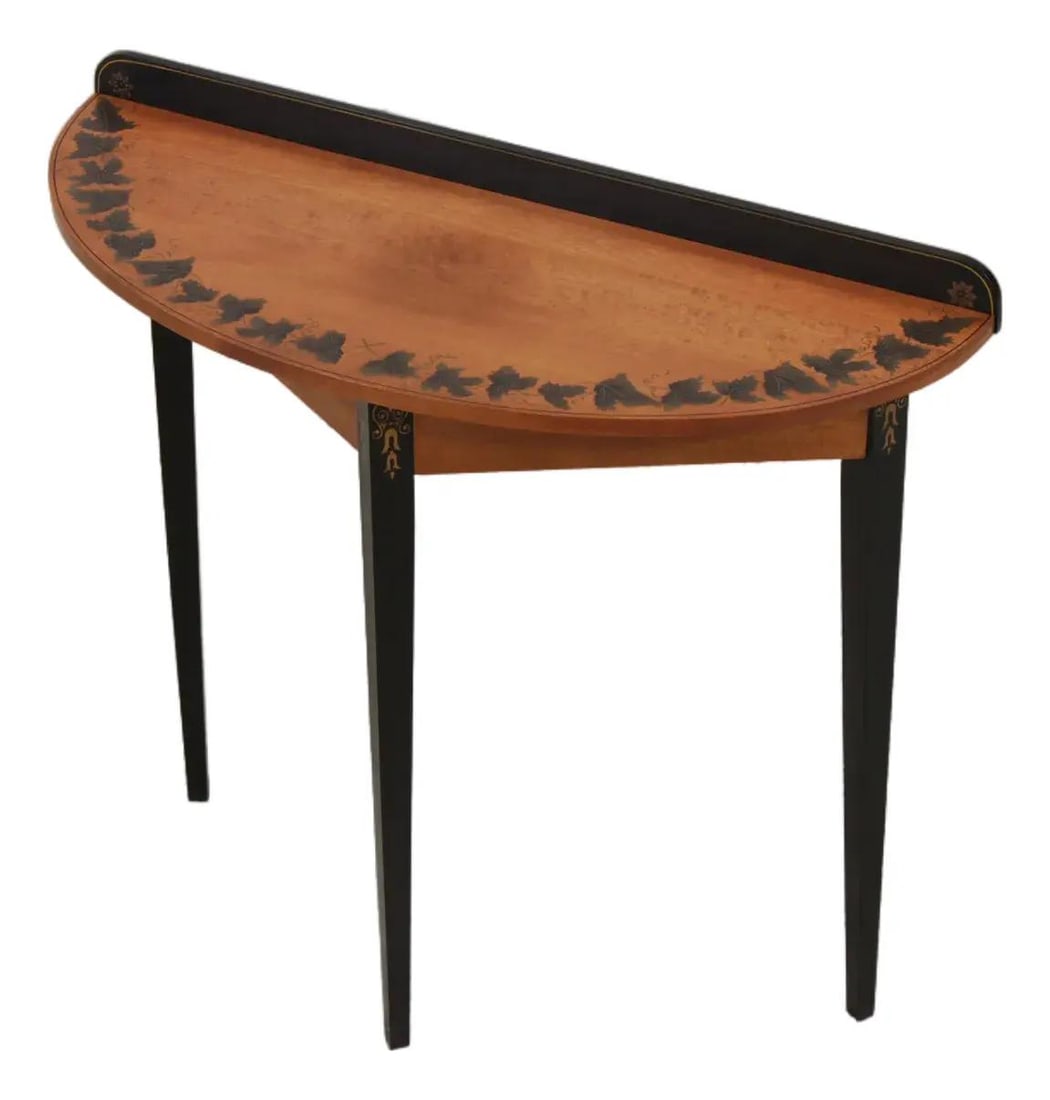 Stenciled Wood Console Table in Early American Style 33w x 12.5d x 30h (1 of 10)
