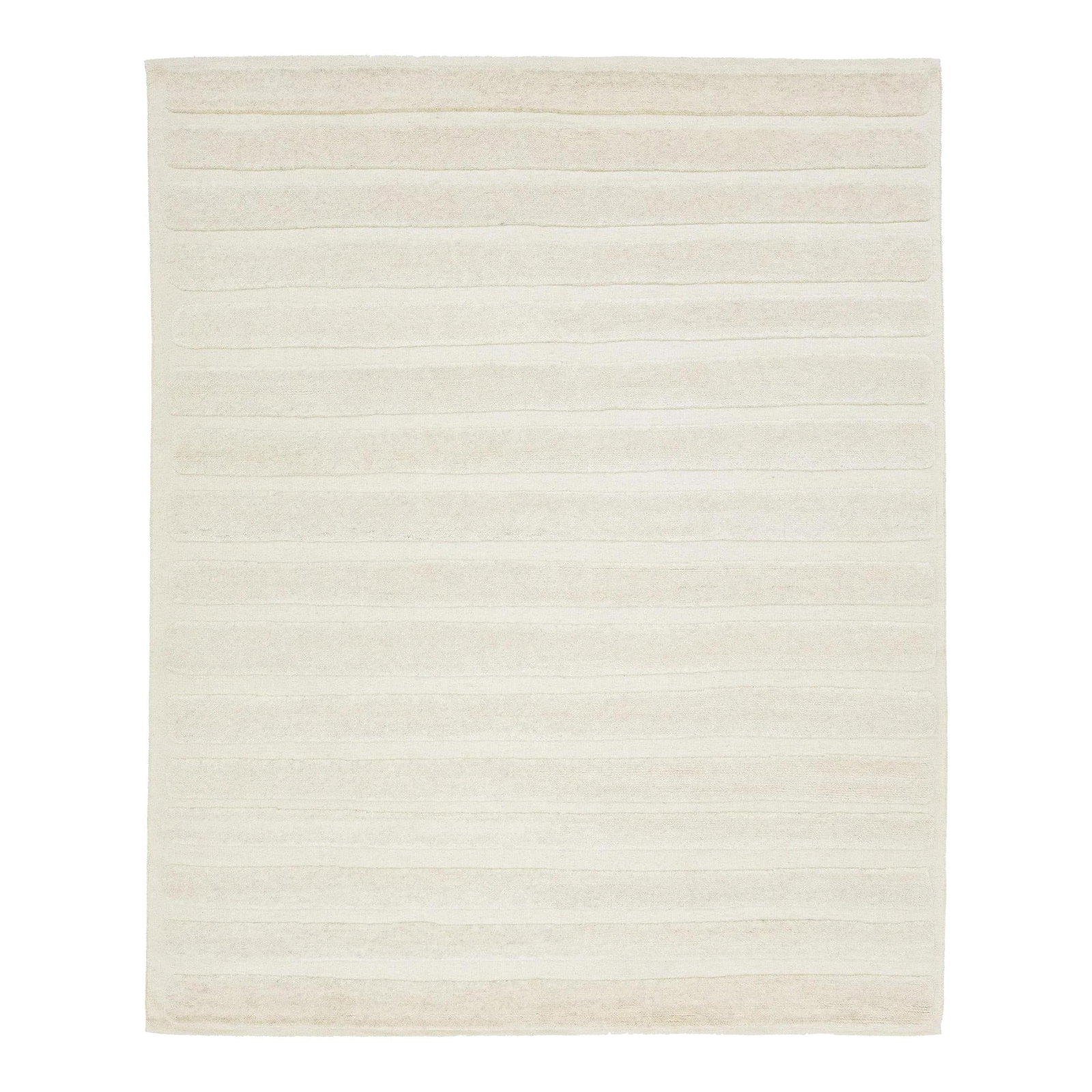Ivory Wool Rug Contemporary Striped Moroccan Design 8'2 x 10': Ivory Wool Rug Contemporary Striped Moroccan Design 8'2 x 10' Elevate your space with this stunning hand-knotted contemporary wool rug, showcasing a striped Moroccan design. Crafted with a minimalist 