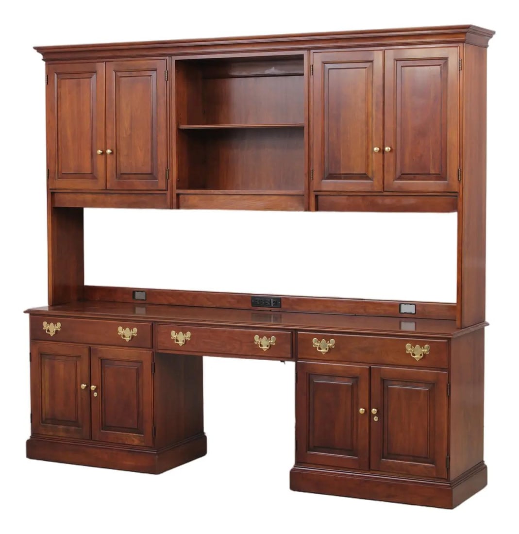Statton cherry desk and hutch 2 piece workspace cabinet (1 of 10)