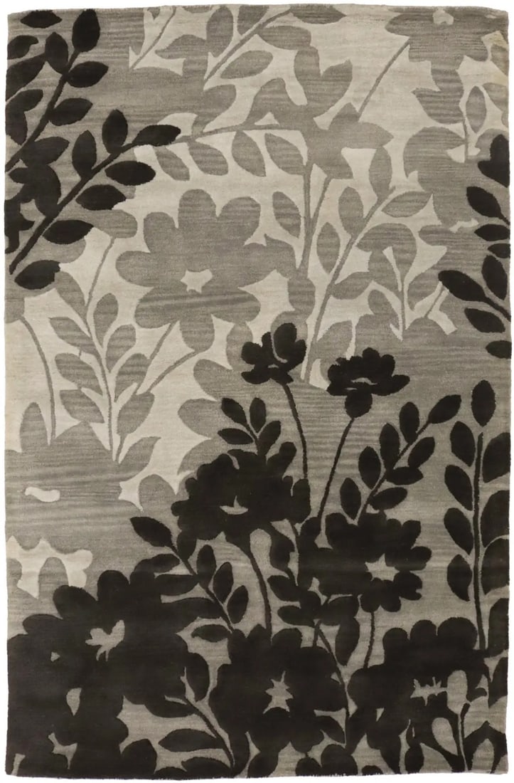 Modern 5x8 Wool Area Rug With Multicolor Floral Pattern Hand-Tufted (1 of 13)