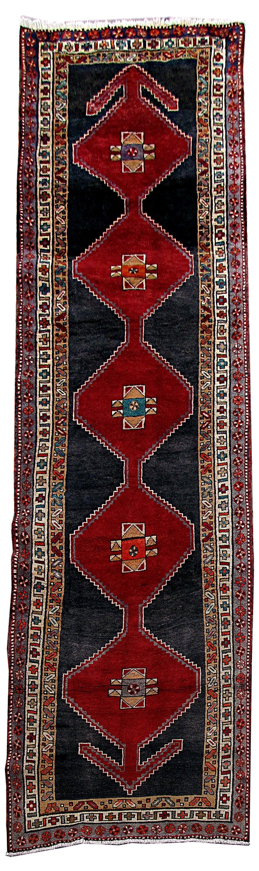 Authentic 3'10 x 12'11 Red Persian Ardebil Handmade Area Runner Rug (1 of 6)
