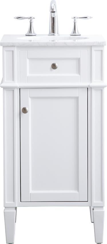 Elegant Lighting Compact White Bathroom Vanity with Brushed Steel Finish (1 of 1)