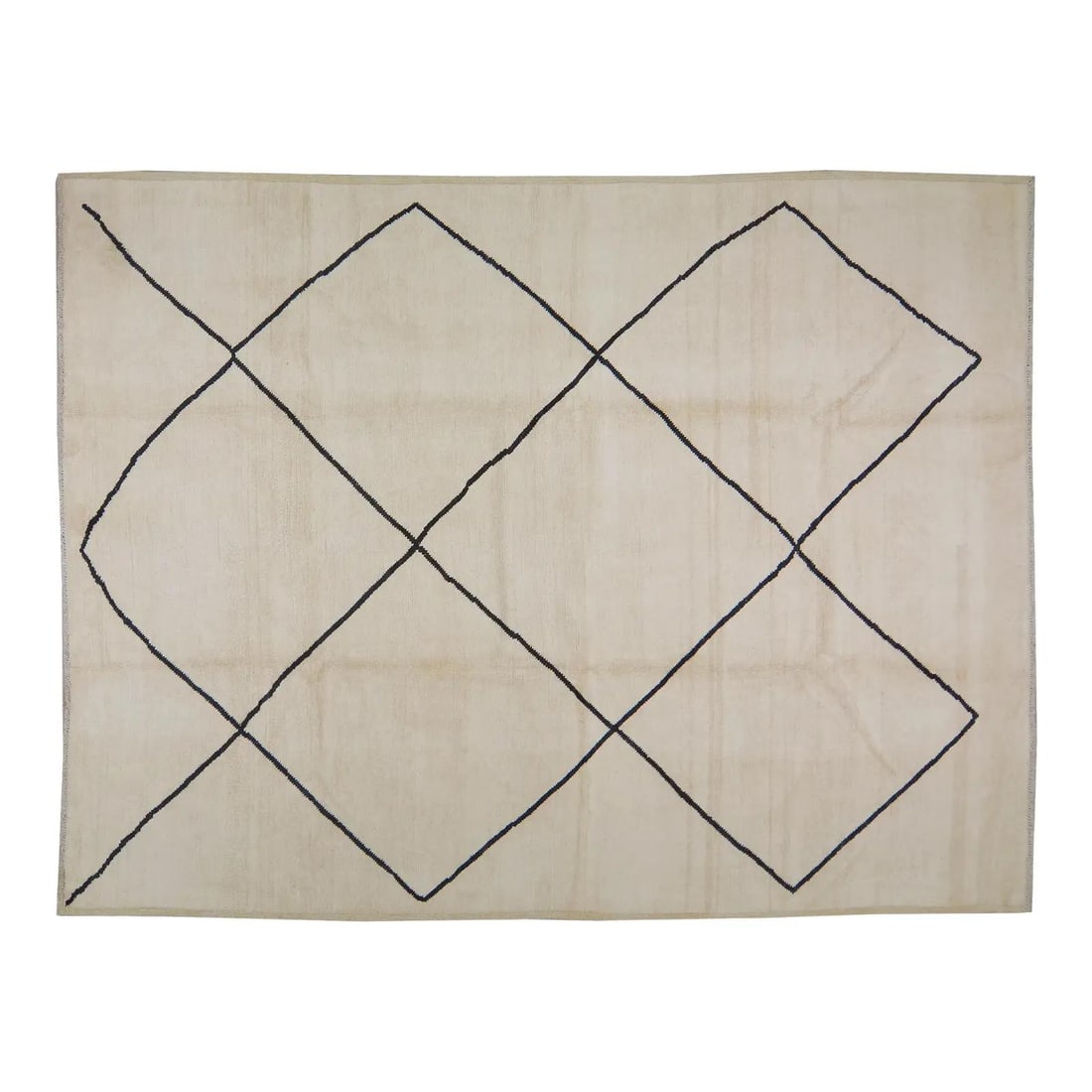 9'3 x 12' Hand Knotted Wool Beni Ourain Moroccan Area Rug: 9'3 x 12' Hand Knotted Wool Beni Ourain Moroccan Area Rug This contemporary Moroccan Beni Ourain rug features a hand-knotted construction with a soft wool texture. Its white color and traditional craf