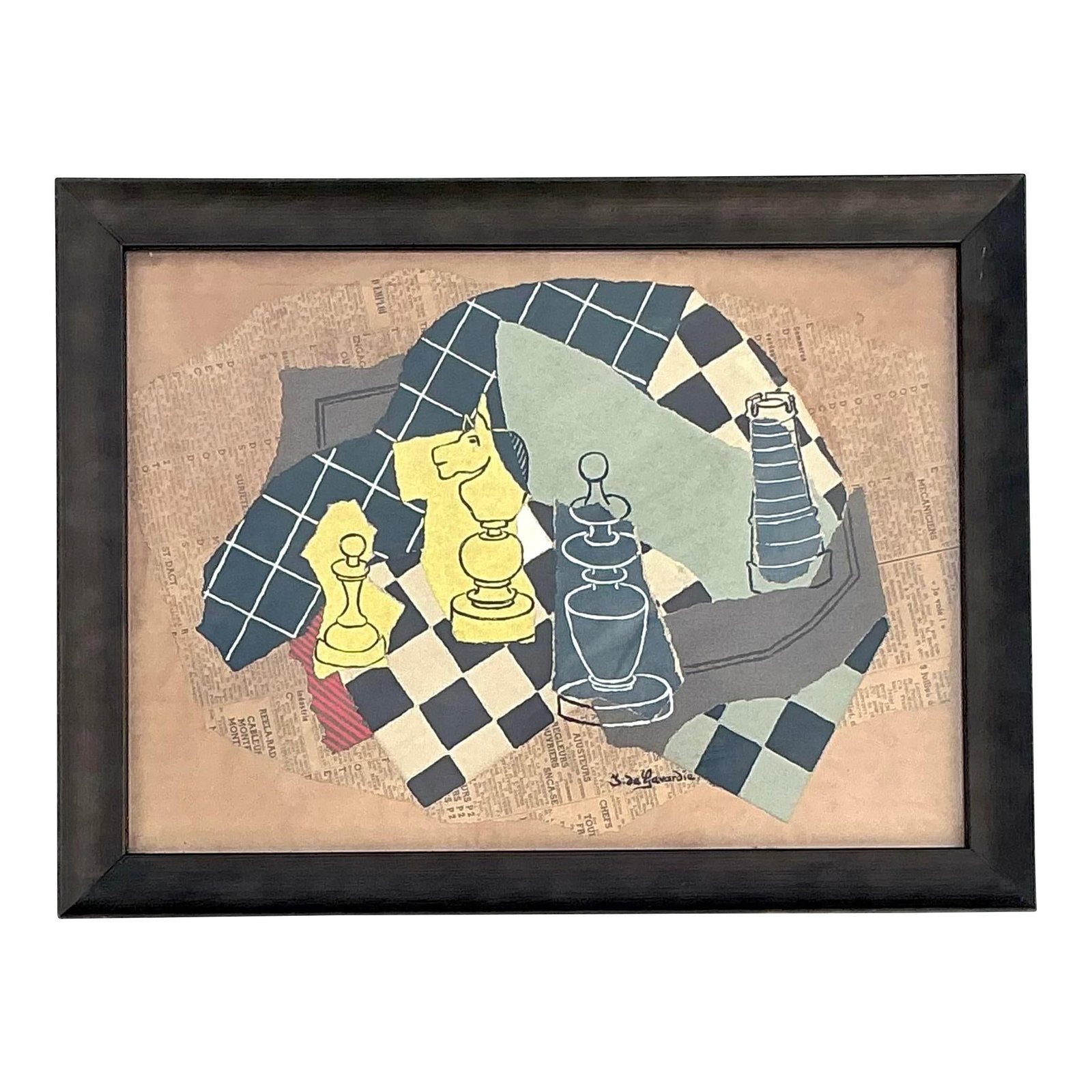 Vintage Boho DeGavarie Original Collage 17.5x13.25 Champagne (1 of 6)