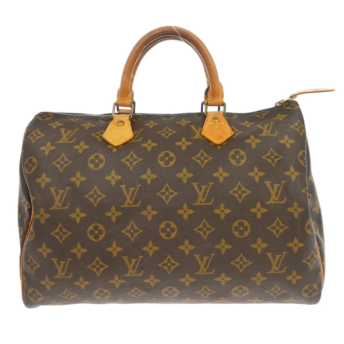 Louis Vuitton Speedy Brown Canvas Handbag 35cm France: Louis Vuitton Speedy Brown Canvas Handbag 35cm France Louis Vuitton Speedy handbag in brown monogram canvas. This women's bag is made in France and remains in good condition with visible wear. Noted c