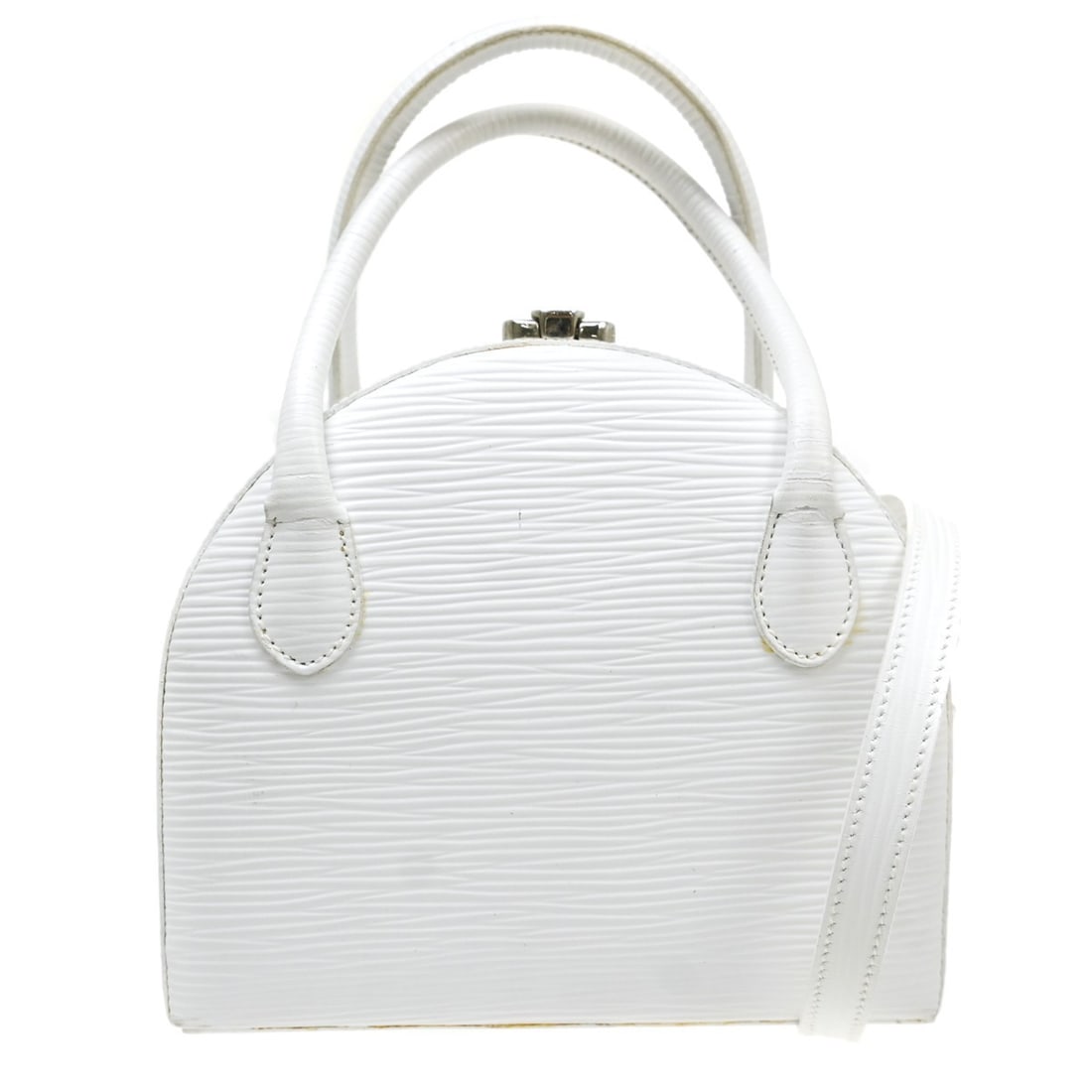 Fendi Zucca Small White Leather 2Way Hand Bag: Fendi Zucca Small White Leather 2Way Hand Bag Small Fendi 2Way handbag in white leather with double handles and a removable shoulder strap. This women's handbag features logo accents, a brown canvas l