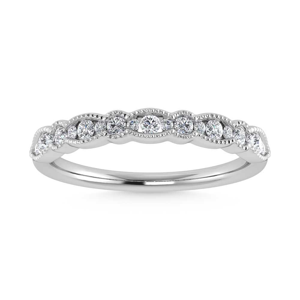 Diamond 1/4 Ct.Tw. Stackable Band in 14K White Gold: Diamond 1/4 Ct.Tw. Stackable Band in 14K White Gold 14k White Gold Stone Color: G-h Stone Clarity: I1 Each ring is presented in standard size 6.5. Complimentary resizing is available between sizes 510