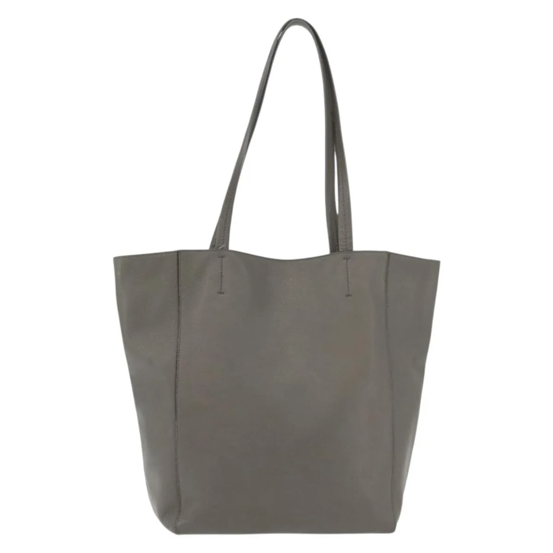 Celine Phantom Cabas Leather Tote Bag Gray: Celine Phantom Cabas Leather Tote Bag Gray Celine Phantom Cabas Tote in gray leather with a unisex design. This tote is in good overall condition with visible wear from use, including an out-of-shape 