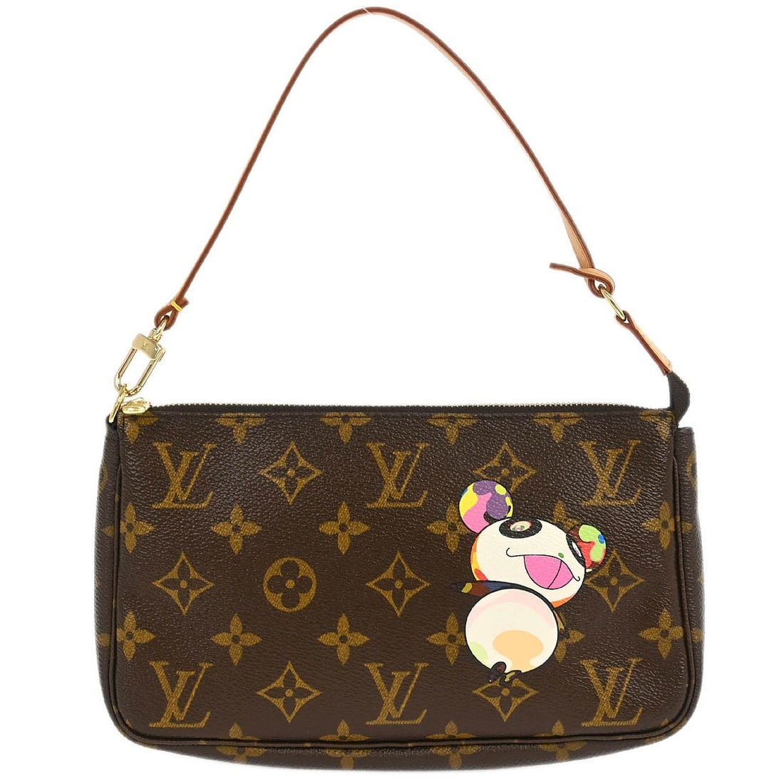 Louis Vuitton Pochette Accessoires M51981 Monogram Panda Shoulder Bag: Louis Vuitton Pochette Accessoires M51981 Monogram Panda Shoulder Bag Louis Vuitton Monogram Panda Pochette Accessoires handbag in brown monogram canvas and leather. This women's top-handle bag featur