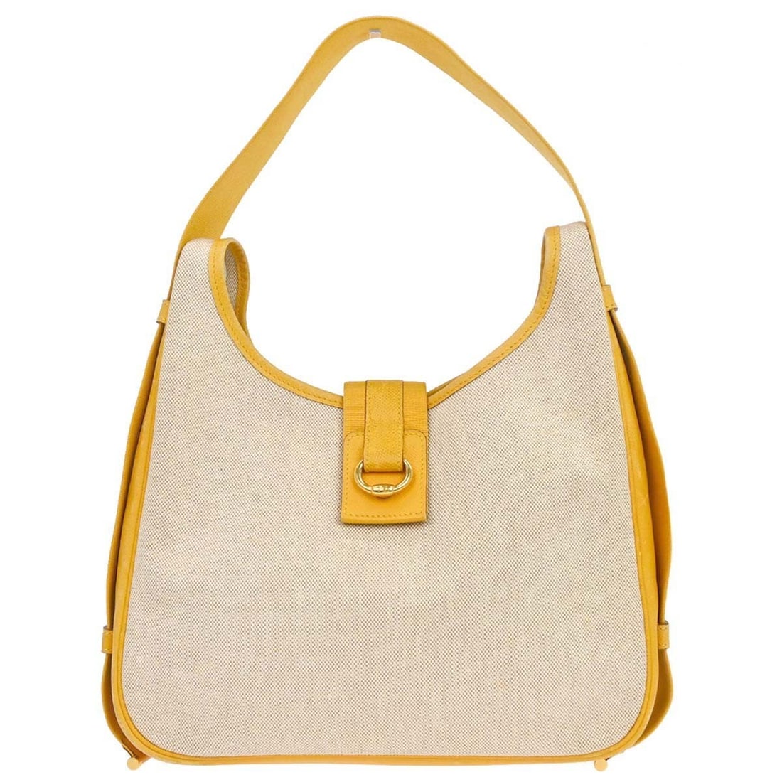 Hermes Tsako Medium Shoulder Bag Beige Toile H France: Hermes Tsako Medium Shoulder Bag Beige Toile H France Hermes Tsako shoulder bag in Beige Jaune Toile H with leather lining and a snap closure. This medium women's bag features logo accents, a detachab