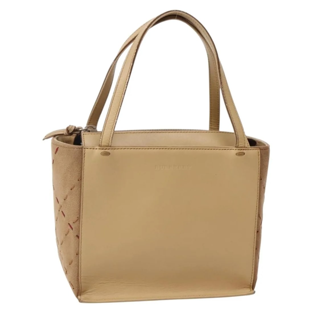 Burberry Vintage Beige Leather Handbag 15cm x 11cm x 18cm: Burberry Vintage Beige Leather Handbag 15cm x 11cm x 18cm This vintage Burberry handbag for women is crafted from beige leather and features a compact design. It shows signs of use including surface r