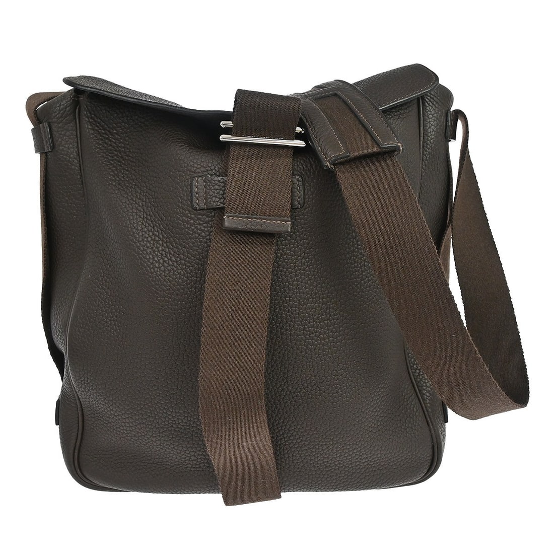 Hermes Tibet Vertical MM Brown Taurillon Clemence Crossbody Bag: Hermes Tibet Vertical MM Brown Taurillon Clemence Crossbody Bag Hermes Tibet Vertical MM shoulder bag in Cafe Taurillon Clemence leather. This medium bag features a brown leather lining, a crossbody-s