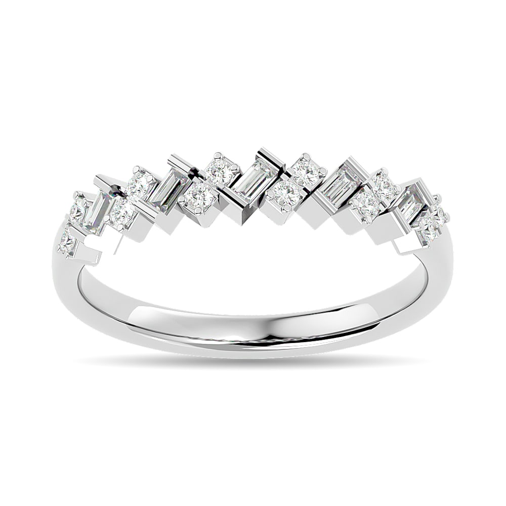 Diamond 1/5 Ct.tw Stackable Ring in 14K White Gold: Diamond 1/5 Ct.tw Stackable Ring in 14K White Gold 14k White Gold Stone Color: Gh Stone Clarity: Si2 Each ring is presented in standard size 6.5. Complimentary resizing is available between sizes 510 