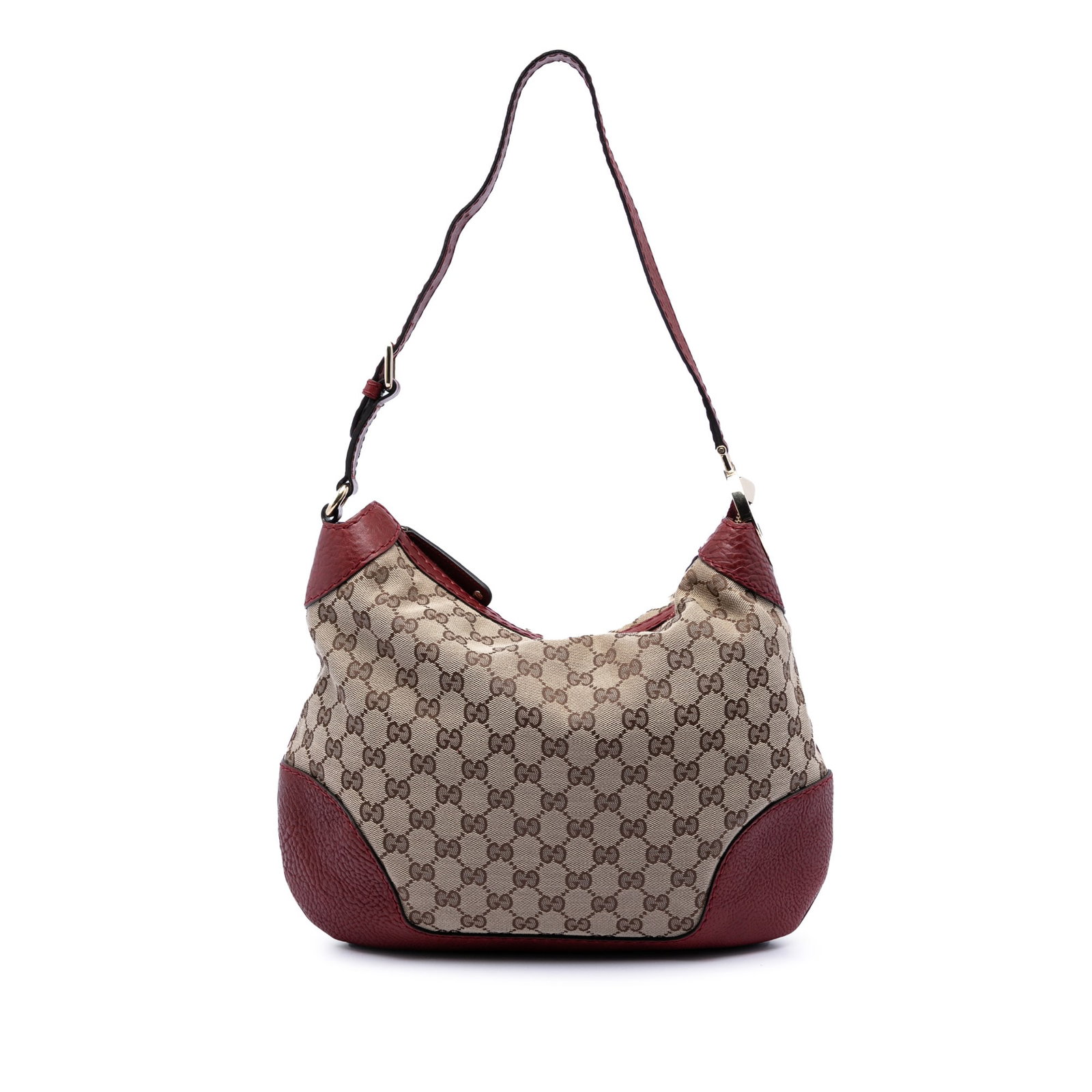 Gucci Charlotte Hobo Bag in Beige GG Canvas: Gucci Charlotte Hobo Bag in Beige GG Canvas Gucci Charlotte hobo bag in beige GG canvas with leather trim. This hobo style features a flat leather shoulder strap with G hardware, a top zip closure, an