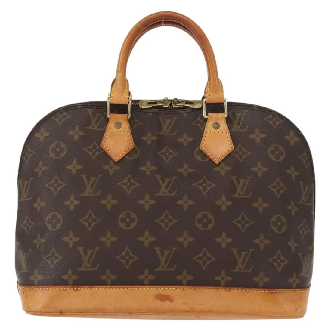 Louis Vuitton Alma handbag in brown monogram canvas: Louis Vuitton Alma handbag in brown monogram canvas This Louis Vuitton Alma Handbag is crafted from signature monogram canvas in brown and designed for women. Made in France, it features canvas materi
