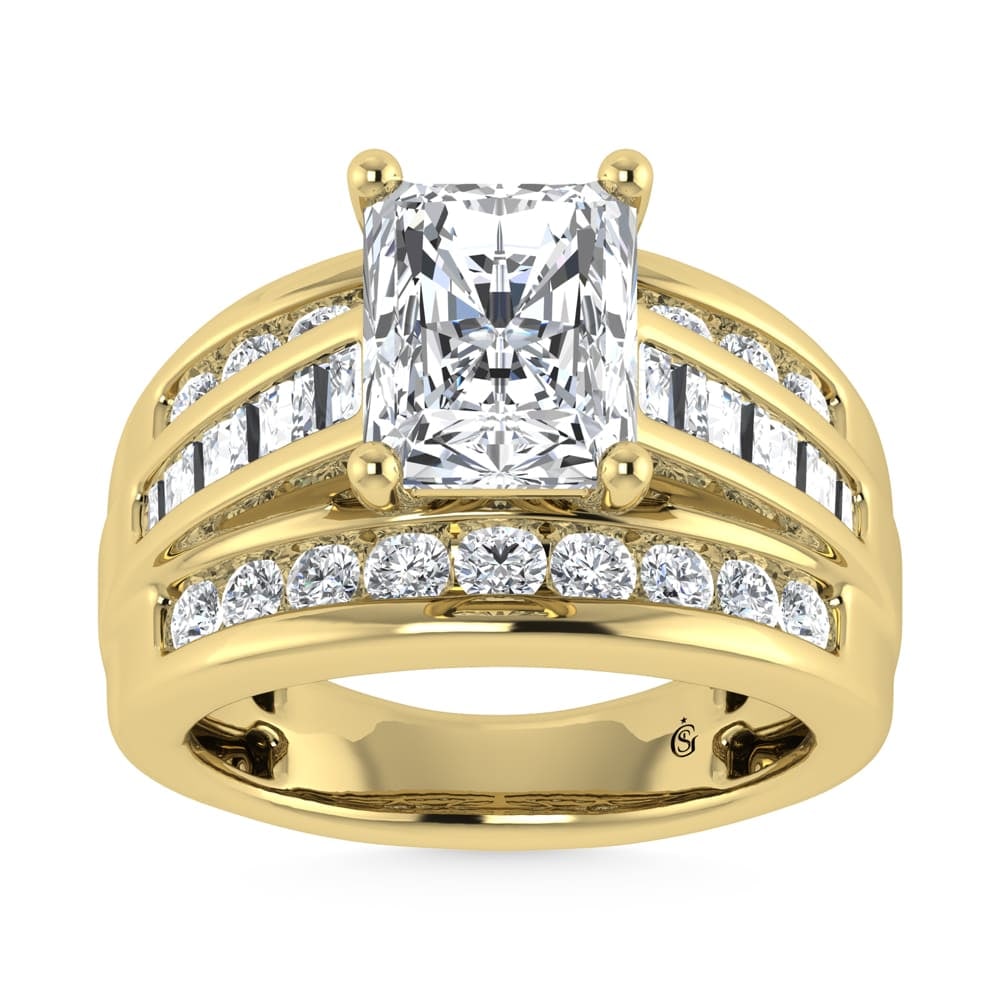 10K Yellow Gold Lab Grown Diamond 3 7/8 ct.Tw. Radiant Shape Engagement Ring (IGI Certified Center (1 of 4)