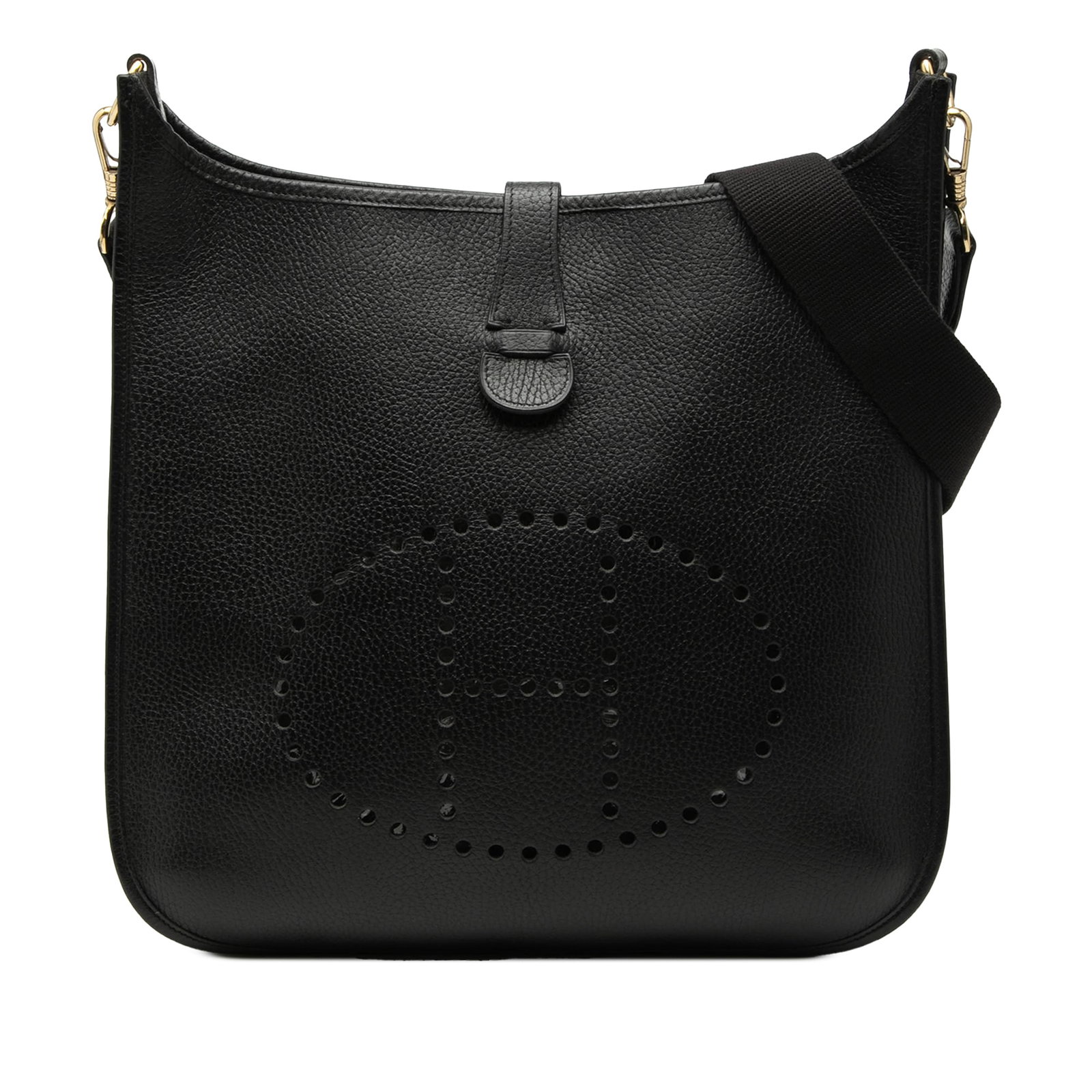 Hermes Evelyne I GM Clemence Leather Shoulder Bag Graphite: Hermes Evelyne I GM Clemence Leather Shoulder Bag Graphite Hermes Evelyne I GM in Graphite Clemence leather. This shoulder bag features a detachable flat strap and an open top with a strap and snap cl