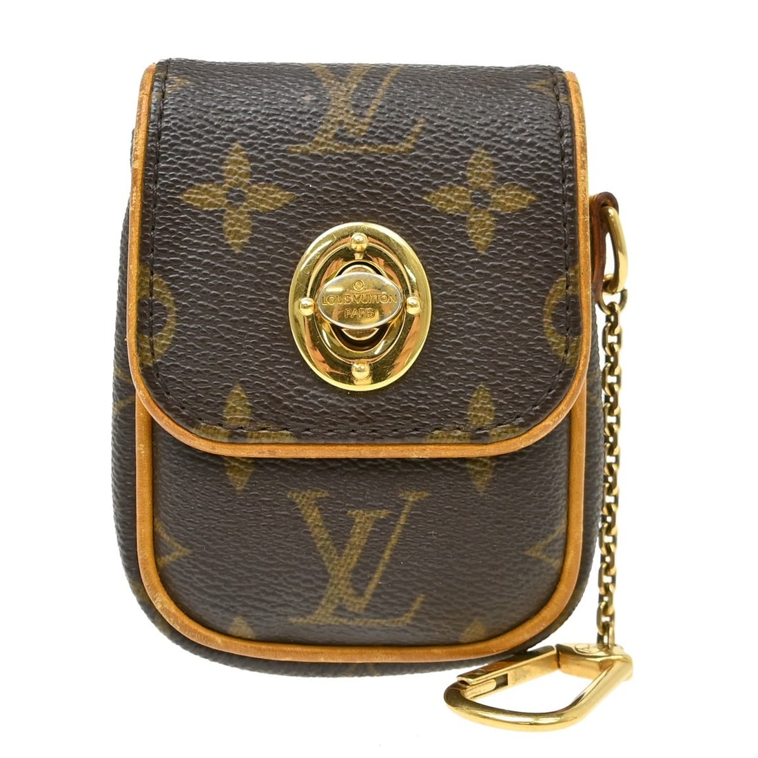 Louis Vuitton M60020 Monogram Canvas Key Holder Pouch Charm: Louis Vuitton M60020 Monogram Canvas Key Holder Pouch Charm Compact Louis Vuitton Monogram Pochette Tulum pouch bag key holder in brown Monogram canvas with leather trim and logo accents. This unisex 