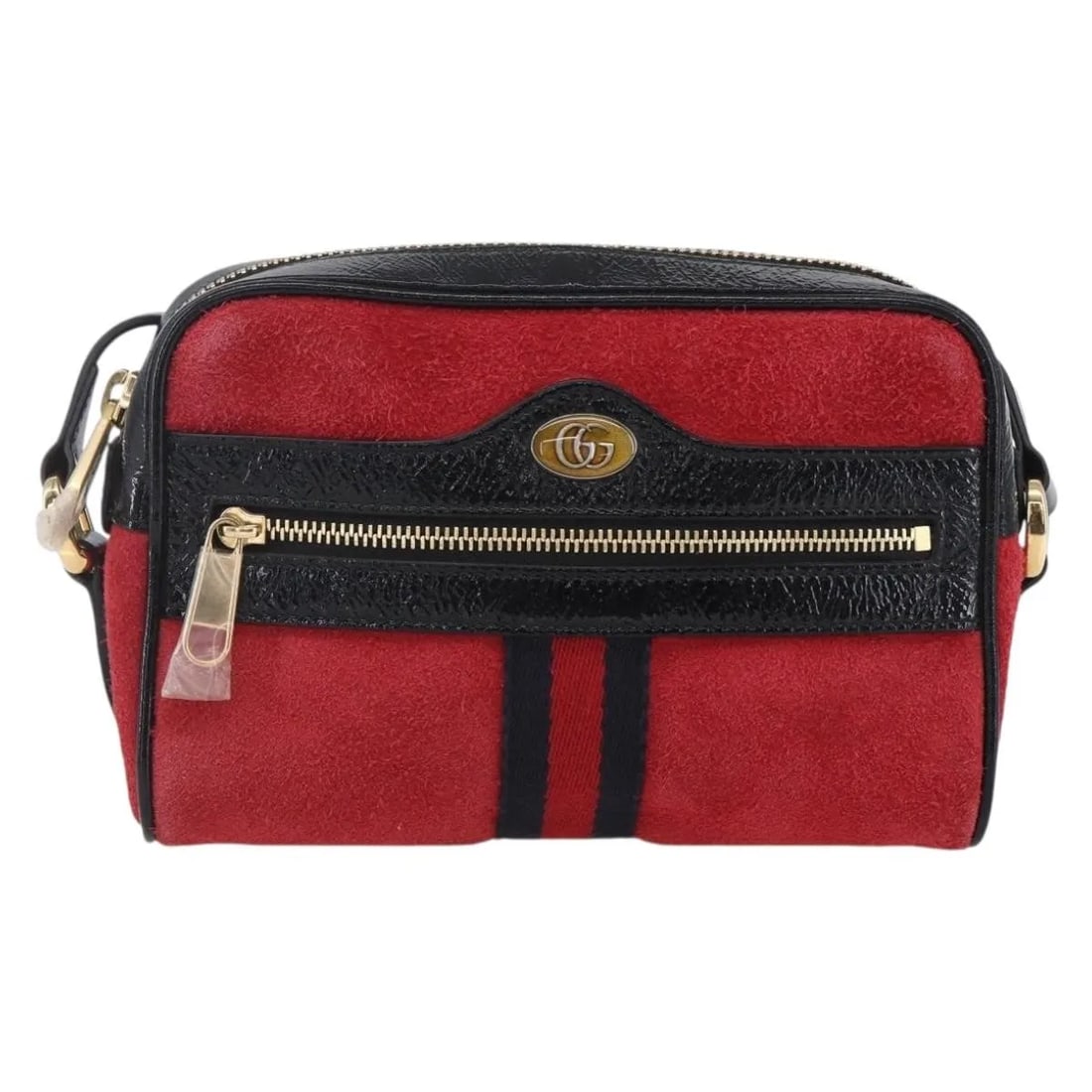 Gucci Ophidia red suede shoulder bag 18cm x 12cm x 5cm: Gucci Ophidia red suede shoulder bag 18cm x 12cm x 5cm This pre-owned Gucci Ophidia Shoulder Bag is crafted from red suede and designed for women. The bag features a compact silhouette with metal fitt