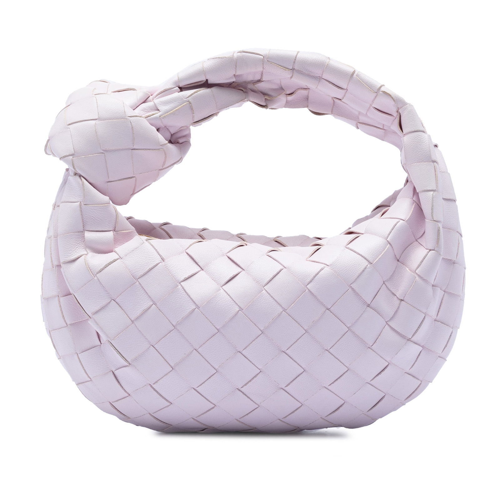 Bottega Veneta Mini Jodie Intrecciato Nappa Leather Bag Pink: Bottega Veneta Mini Jodie Intrecciato Nappa Leather Bag Pink This Bottega Veneta Mini Nappa Intrecciato Jodie is crafted in pink woven nappa leather with a woven leather handle and top zip closure. Ma