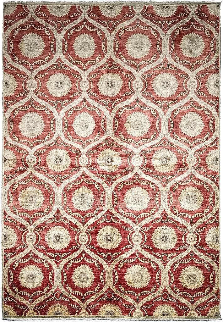 6 x 8.10 Transitional Modern Handmade Ghazni Wool Rug: 6 x 8.10 Transitional Modern Handmade Ghazni Wool Rug Free continental US Shipping Enhance your living space with this exquisite 6 x 8.10 transitional modern handmade rug, crafted from natural Ghazni 