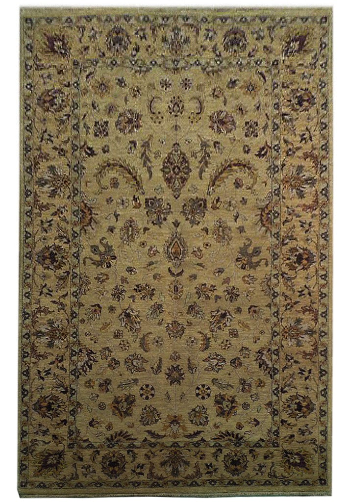 Handmade Ivory Chobi Rug 5'6 x 9'2 Vegetable Dyed Geometric Design (1 of 7)