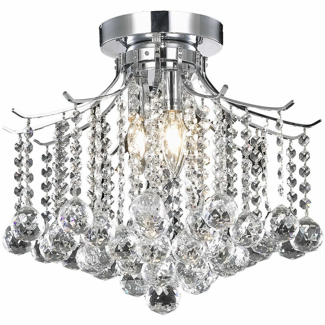 AMELIA Crystal Flush Mount Chandelier Chrome 3 Light 17 inch (1 of 2)