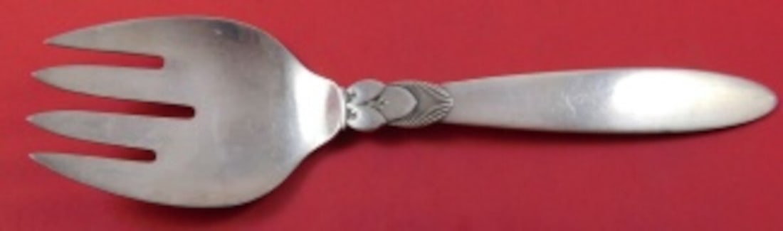 Georg Jensen Cactus Sterling Silver Salad Serving Fork 8 7/8 inches (1 of 2)