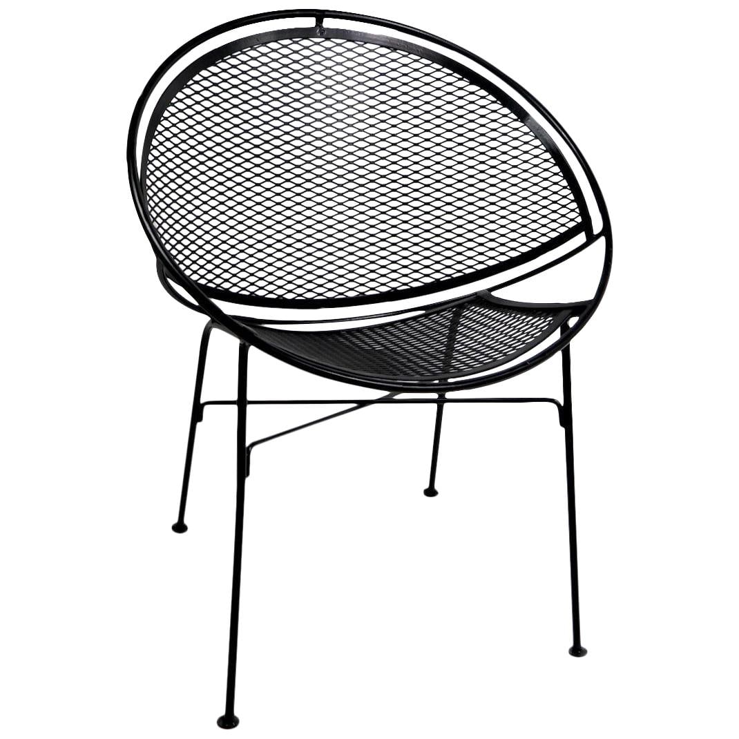 Powder Coated Radar Chair by Salterini in Black Wrought Iron: Powder Coated Radar Chair by Salterini in Black Wrought Iron This stylish Radar Hoop chair is designed in the iconic style of Tempestini for Salterini, featuring a sleek powder-coated finish in semi-g