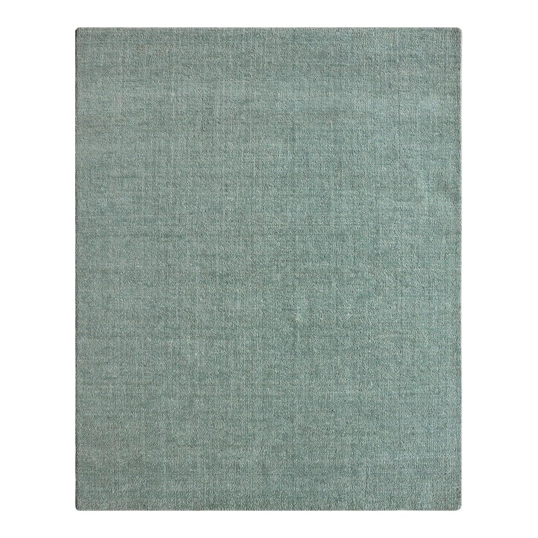Handmade Organic Modern Wool Rug 12'2" x 15'1" Light Green: Handmade Organic Modern Wool Rug 12'2" x 15'1" Light Green Enhance your living space with this stunning Organic Modern Textured Handmade Wool Rug, crafted from premium New Zealand wool. The solid ligh