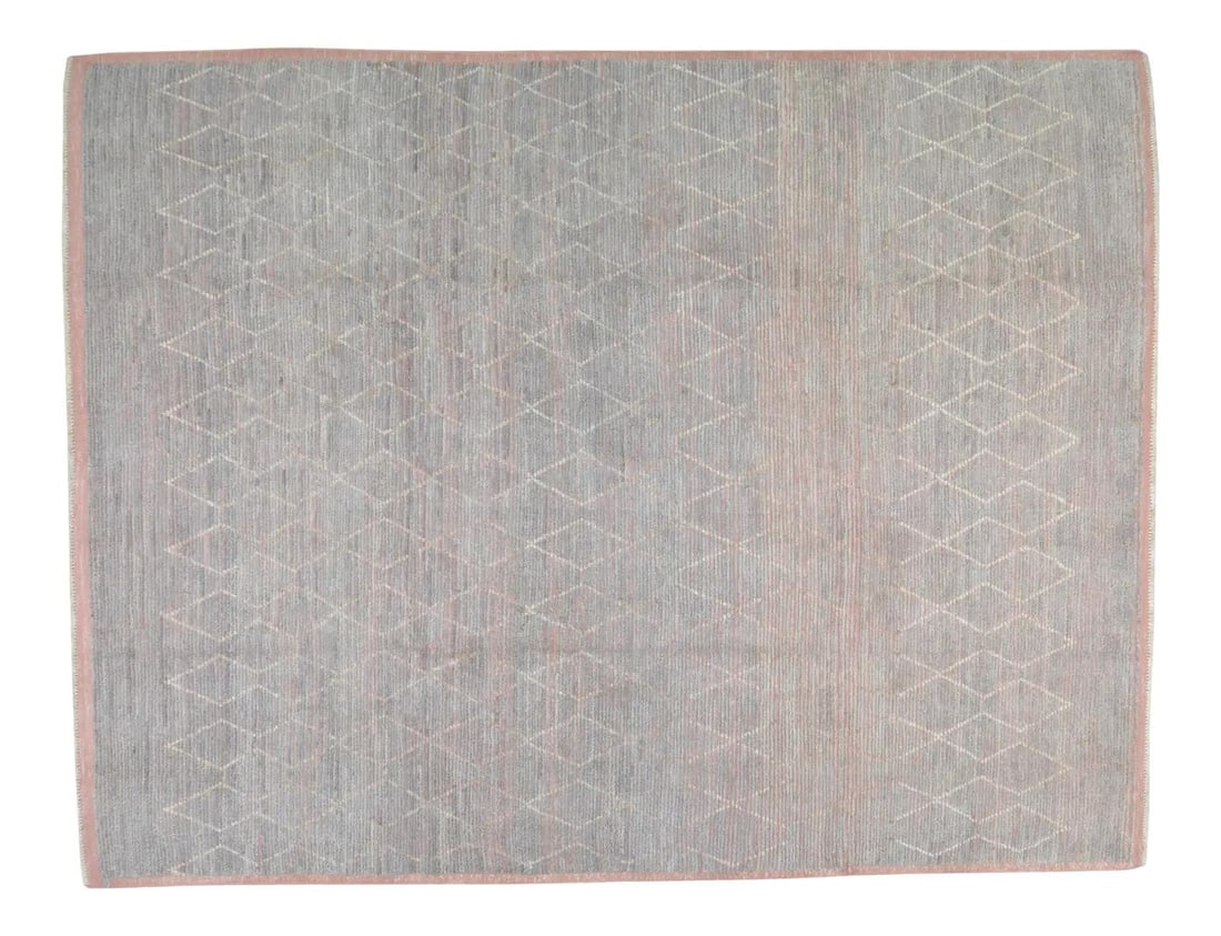 8'2 x 10'8 Beni Ourain Wool Rug in Natural Gray Moroccan Style: 8'2 x 10'8 Beni Ourain Wool Rug in Natural Gray Moroccan Style This Moroccan Beni Ourain rug is hand knotted from organic wool, featuring natural colors and a soft texture. Its contemporary style and 