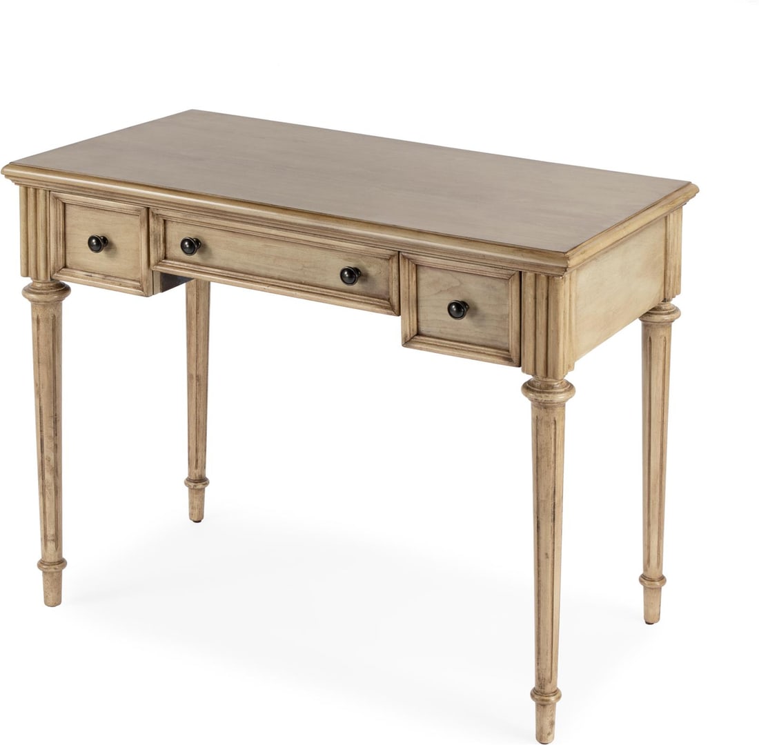 Beige Edmund Desk by Butler Specialty Company: Beige Edmund Desk by Butler Specialty Company Introducing the Elegant Traditional Edmund Desk, a stunning piece that combines antique charm with modern functionality. This desk features a formal style
