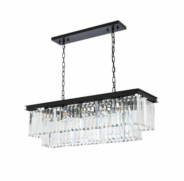 Matte Black 12 Light Crystal Chandelier Sydney 40 Inch (1 of 9)