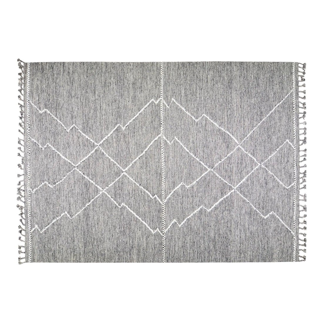 Hand Knotted Beni Ourain Moroccan Wool Rug in Gray 12'X15': Hand Knotted Beni Ourain Moroccan Wool Rug in Gray 12'X15' This 1990s Moroccan Beni Ourain rug is hand knotted using organic wool, showcasing natural gray tones and a soft texture. Its contemporary st