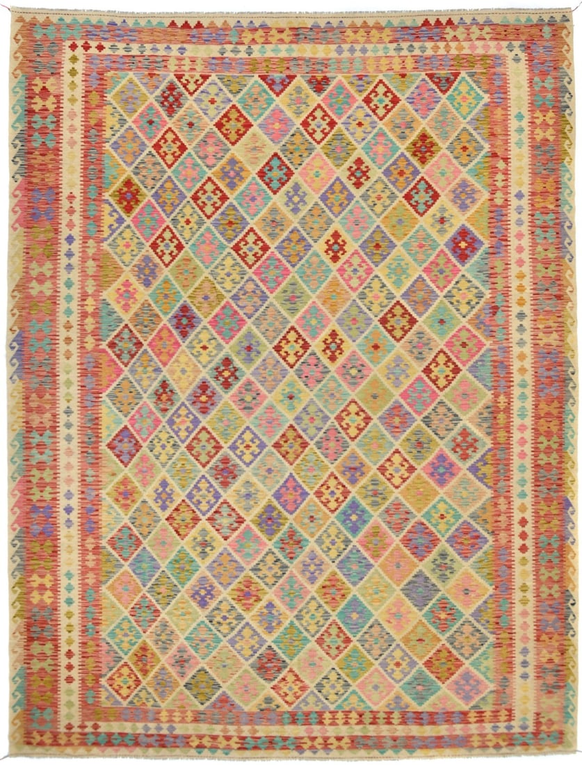 12 x 16 Oversized Hand-Woven Multicolored Kilim Rug Modern Tribal Design (1 of 13)