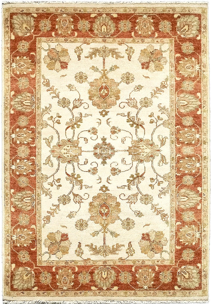 Handmade Jaipur Rug 4.11 x 7.5 Beige Coral Wool Area Rug: Handmade Jaipur Rug 4.11 x 7.5 Beige Coral Wool Area Rug Free continental US Shipping Transform your space with the exquisite charm of this Handmade Jaipur Rug in a soothing beige and coral color pale