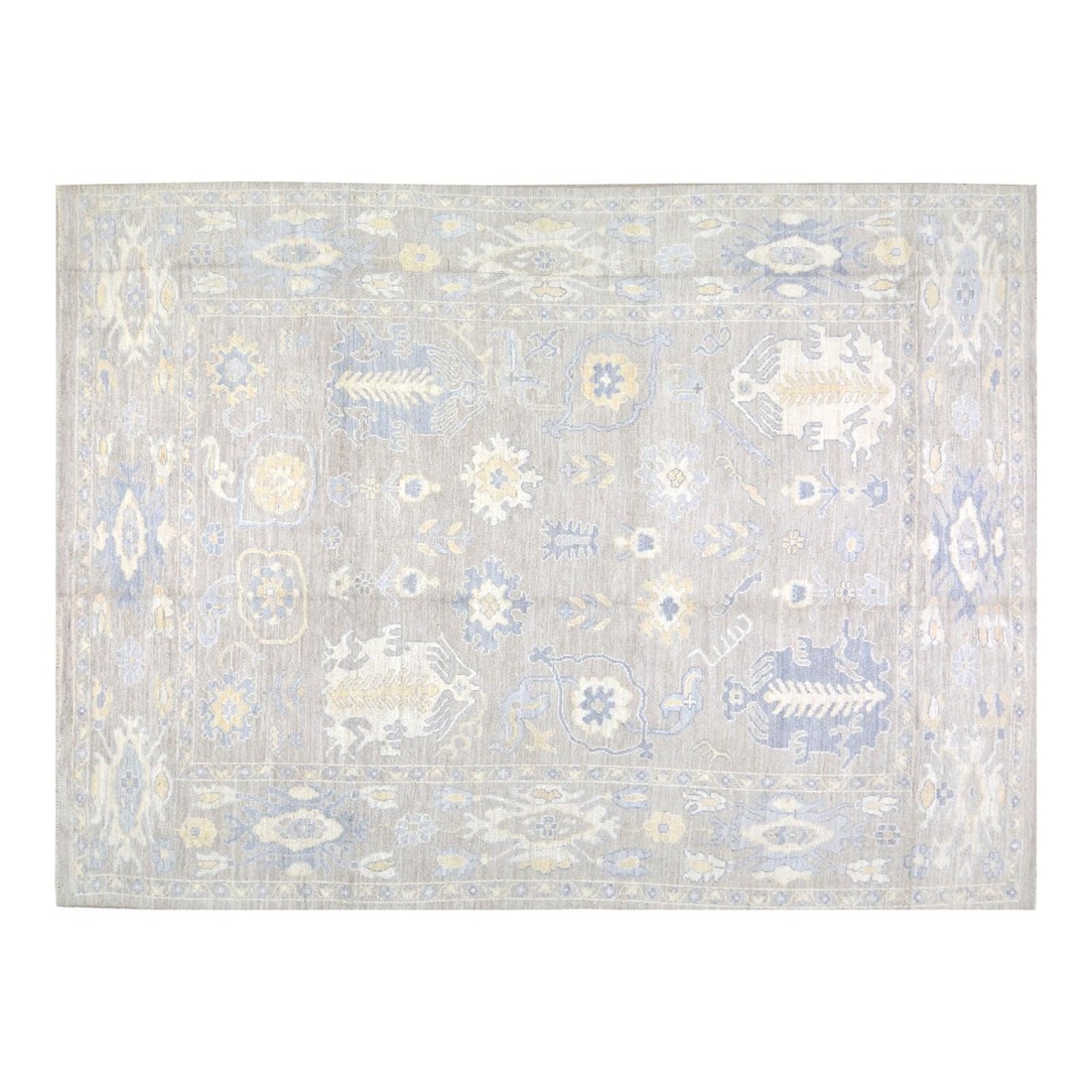 Handmade Wool Oushak Area Rug Gray 5'x6'10 Turkish Design: Handmade Wool Oushak Area Rug Gray 5'x6'10 Turkish Design This Turkish Oushak rug is hand-knotted from wool using traditional rug-making techniques, offering a blend of timeless craftsmanship and mode