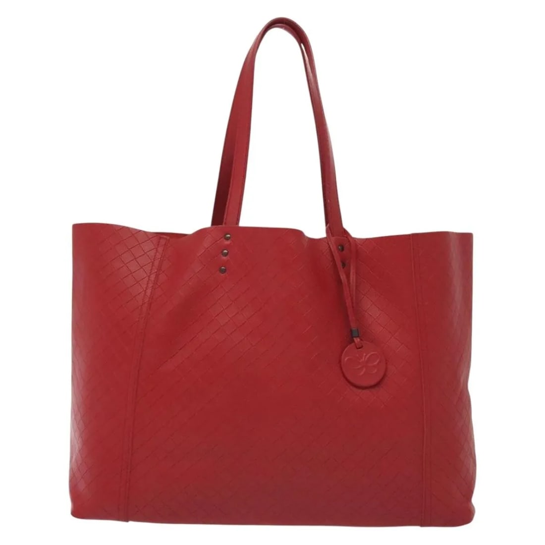 Bottega Veneta Red Leather Intrecciomirage Tote Bag: Bottega Veneta Red Leather Intrecciomirage Tote Bag This Bottega Veneta Intrecciomirage Tote is crafted from red leather with a distinctive woven design. Designed for women, it features a spacious int