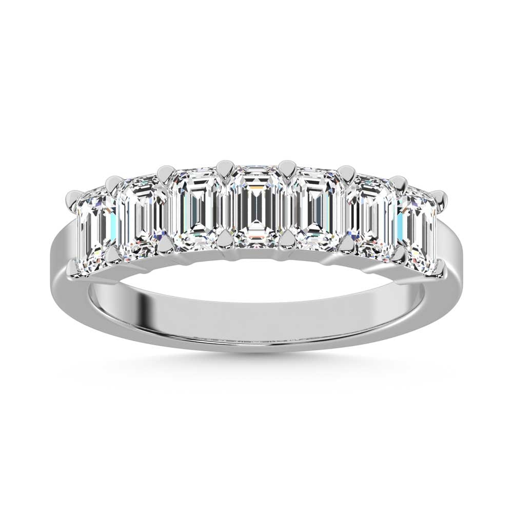 14K White Gold Lab Grown Diamond 1 5/8 Ct.Tw. Half Way Emerald Band: 14K White Gold Lab Grown Diamond 1 5/8 Ct.Tw. Half Way Emerald Band Exquisite and refined, this 14K White Gold Half Way Emerald Band, set with 1 5/8 Ct.Tw. of Lab Grown Diamonds, offers a bold yet sop