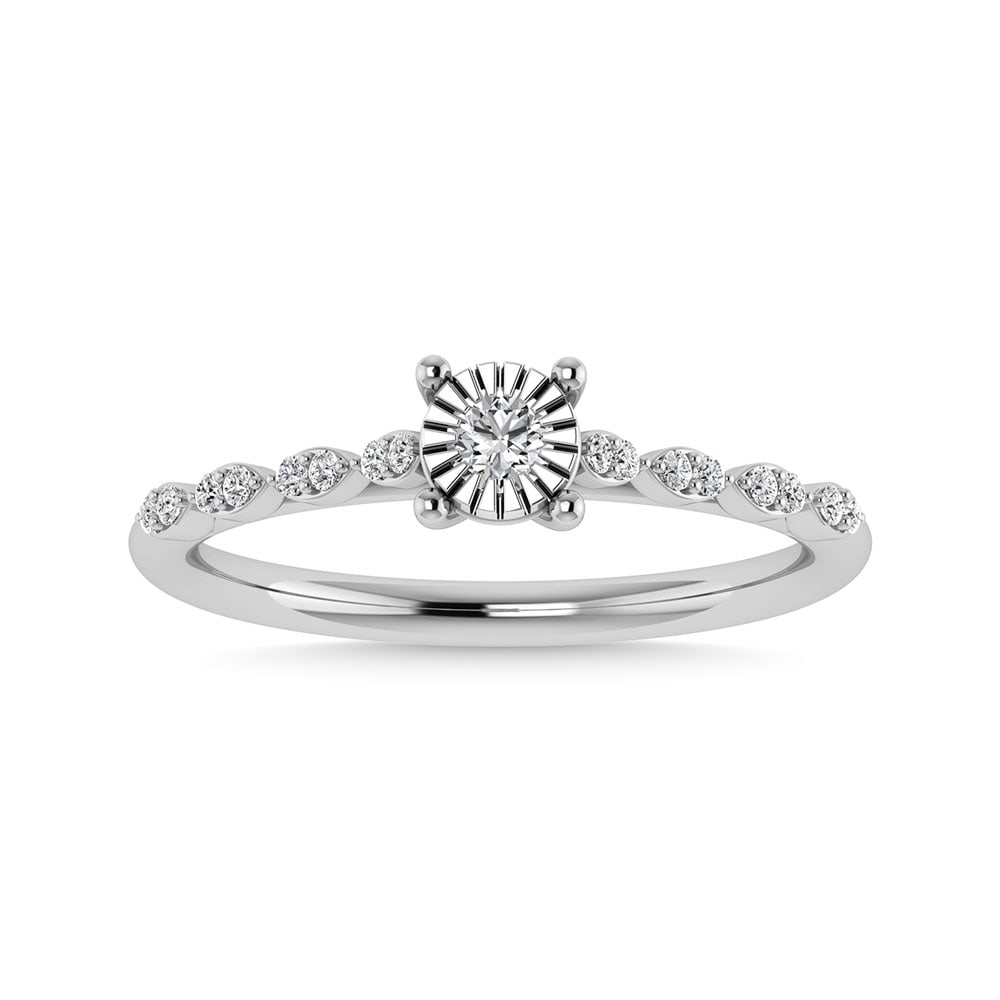 Diamond 1/5 Ct.Tw. Engagement Ring in 10K White Gold: Diamond 1/5 Ct.Tw. Engagement Ring in 10K White Gold 10k White Gold Stone Color: G-h Stone Clarity: I1 Each ring is presented in standard size 6.5. Complimentary resizing is available between sizes 51