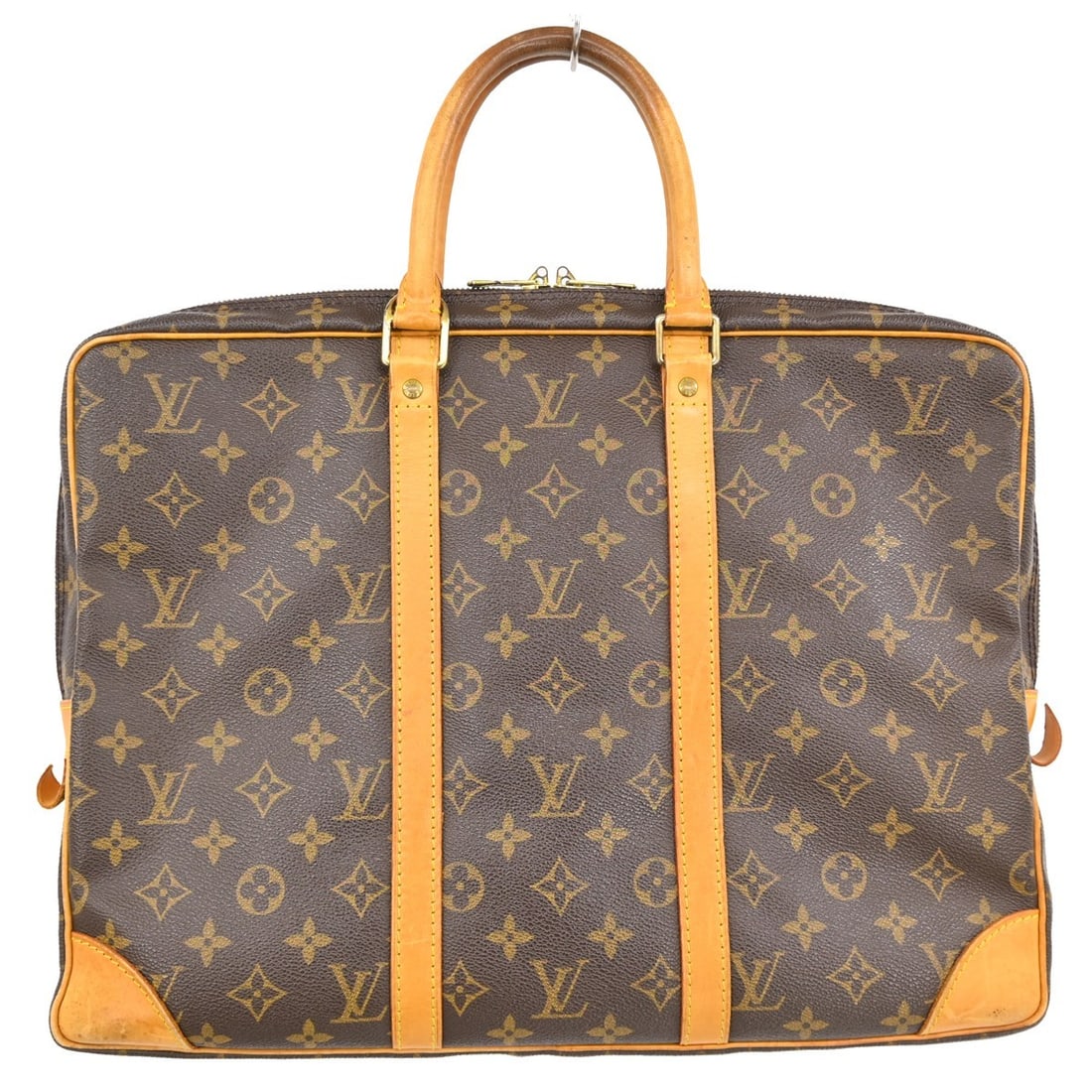 Louis Vuitton Porte Documents Voyage Monogram Canvas Business Bag M53361: Louis Vuitton Porte Documents Voyage Monogram Canvas Business Bag M53361 Vintage Louis Vuitton Porte-Documents Voyage business handbag in brown Monogram canvas and leather with double handles and a zi