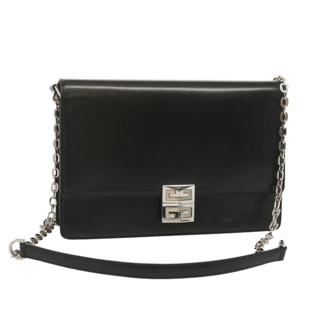 Givenchy 4G Leather Shoulder Bag Black: Givenchy 4G Leather Shoulder Bag Black Givenchy 4G shoulder bag in black leather with a streamlined silhouette and an interior pocket. Made in Italy, this bag is presented in good overall condition wi